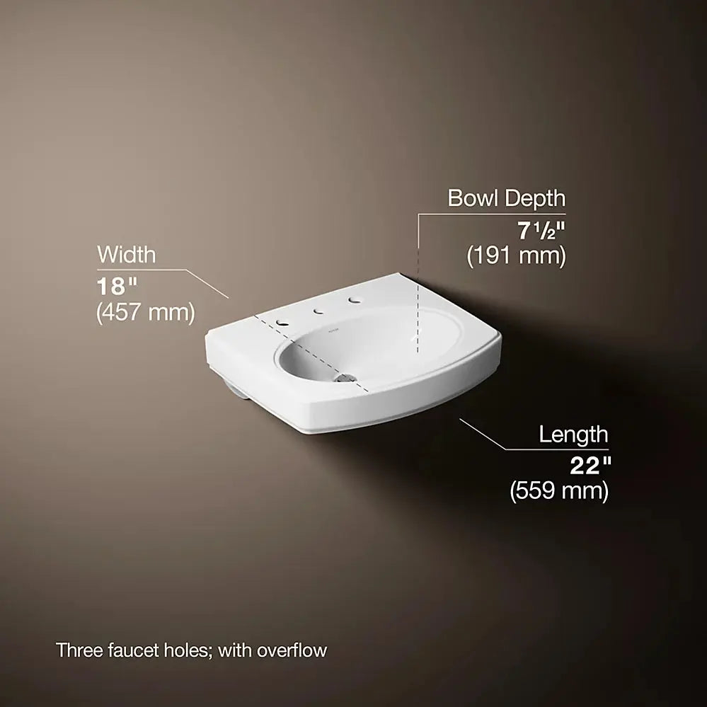 Kohler Pinoir 22" oval wall-mount bathroom sink white - Plumbing Market