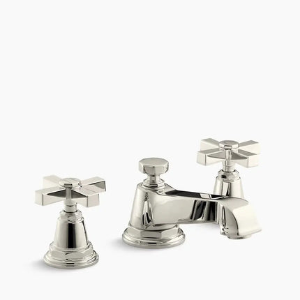 Kohler Pinstripe Pure Widespread bathroom sink faucet with Cross handles, 1.2 gpm K-13132-3A-SN - Plumbing Market