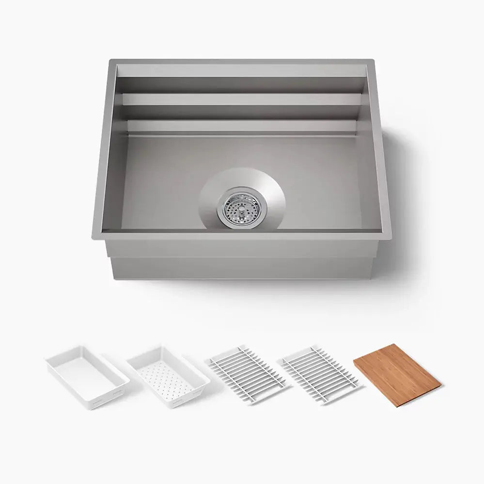 Kohler Prolific 23" undermount single-bowl workstation kitchen sink K-23650-NA - Plumbing Market