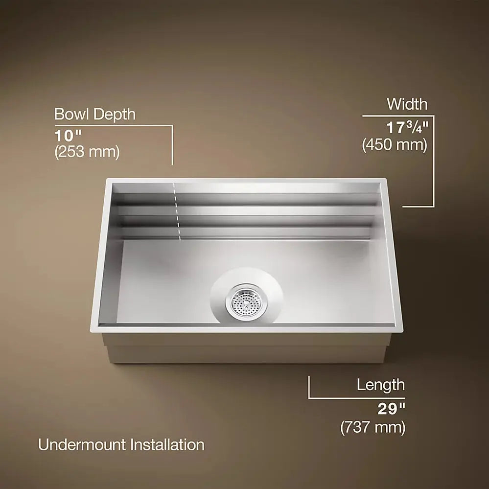 Kohler Prolific 29" undermount single-bowl workstation kitchen sink K-23651-NA - Plumbing Market