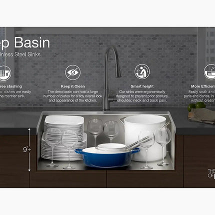 Kohler Prolific 33" undermount single-bowl workstation kitchen sink K-5540-NA - Plumbing Market