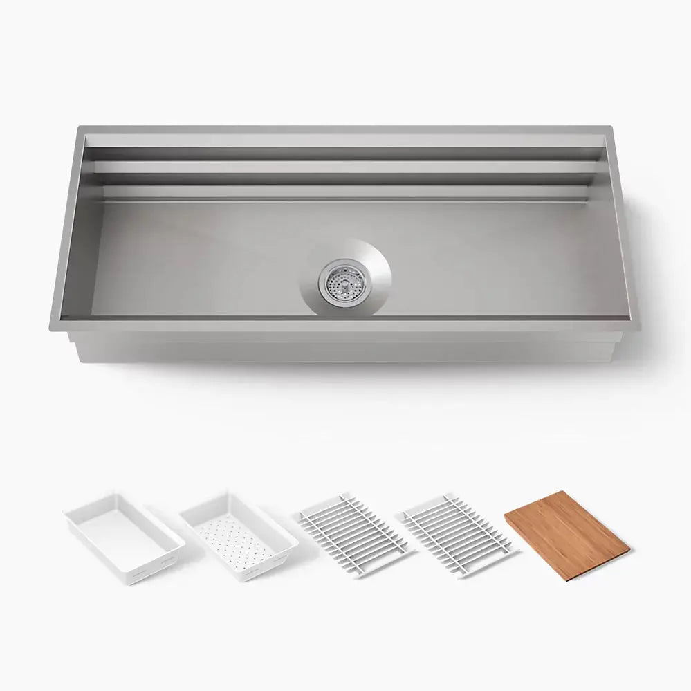 Kohler Prolific 44" undermount single-bowl workstation kitchen sink stainless steel - Plumbing Market