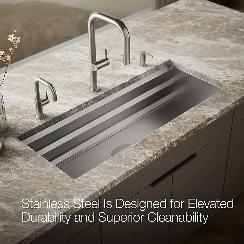Kohler Prolific 44" undermount single-bowl workstation kitchen sink stainless steel - Plumbing Market
