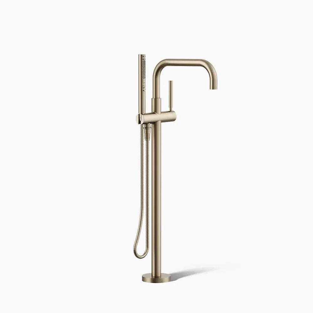 Kohler Purist Floor-mount bath filler trim with handshower brushed bronze - Plumbing Market
