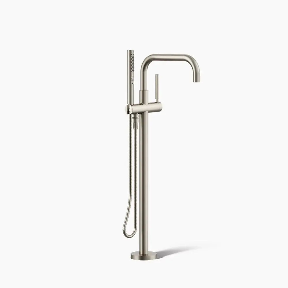Kohler Purist Floor-mount bath filler trim with handshower brushed nickel - Plumbing Market