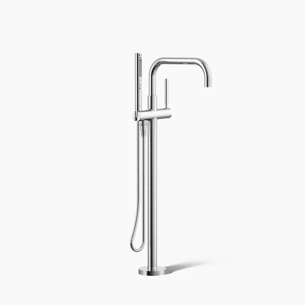 Kohler Purist Floor-mount bath filler trim with handshower chrome - Plumbing Market