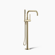 Kohler Purist Floor-mount bath filler trim with handshower french gold - Plumbing Market