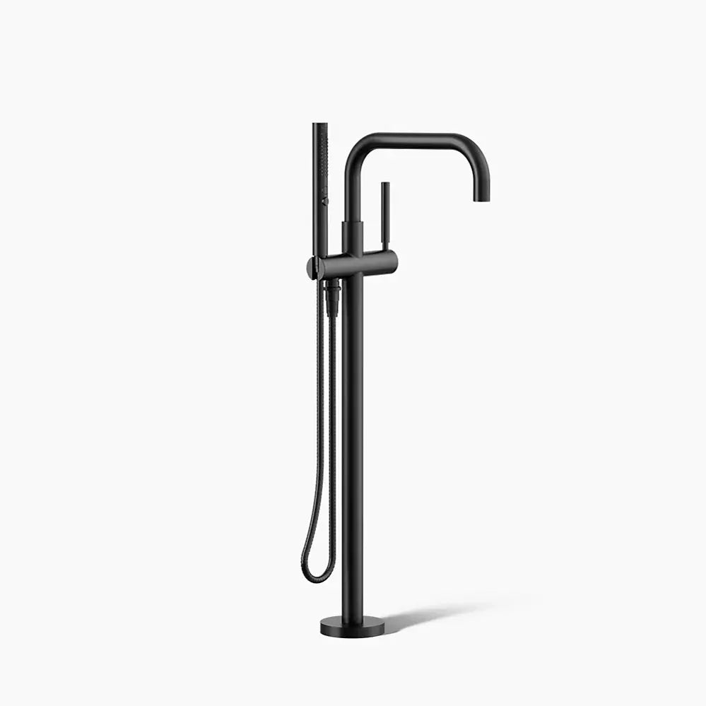 Kohler Purist Floor-mount bath filler trim with handshower matte black - Plumbing Market