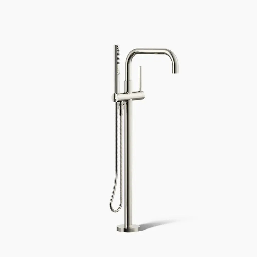 Kohler Purist Floor-mount bath filler trim with handshower polished nickel - Plumbing Market