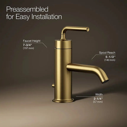 Kohler Purist Single-handle bathroom sink faucet with Straight Lever handle, 1.2 gpm K-14402-4A-2MB - Plumbing Market