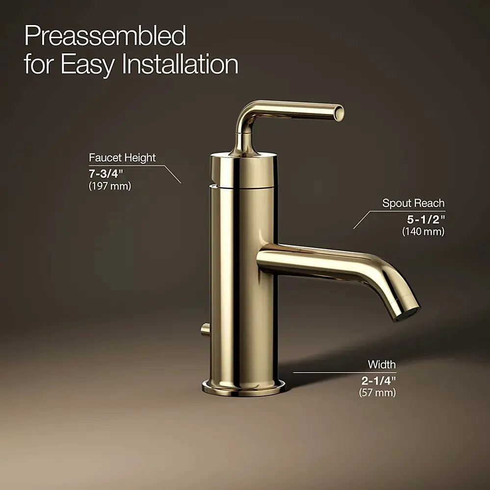 Kohler Purist Single-handle bathroom sink faucet with Straight Lever handle, 1.2 gpm K-14402-4A-AF - Plumbing Market