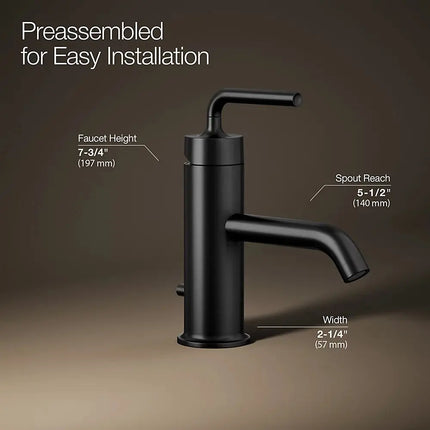 Kohler Purist Single-handle bathroom sink faucet with Straight Lever handle, 1.2 gpm K-14402-4A-BL - Plumbing Market