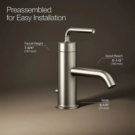 Kohler Purist Single-handle bathroom sink faucet with Straight Lever handle, 1.2 gpm K-14402-4A-BN - Plumbing Market