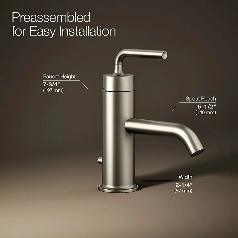Kohler Purist Single-handle bathroom sink faucet with Straight Lever handle, 1.2 gpm K-14402-4A-BN - Plumbing Market