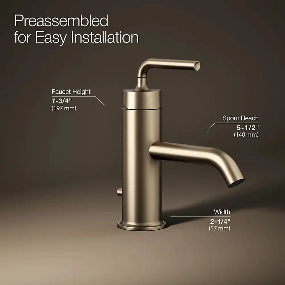 Kohler Purist Single-handle bathroom sink faucet with Straight Lever handle, 1.2 gpm K-14402-4A-BV - Plumbing Market