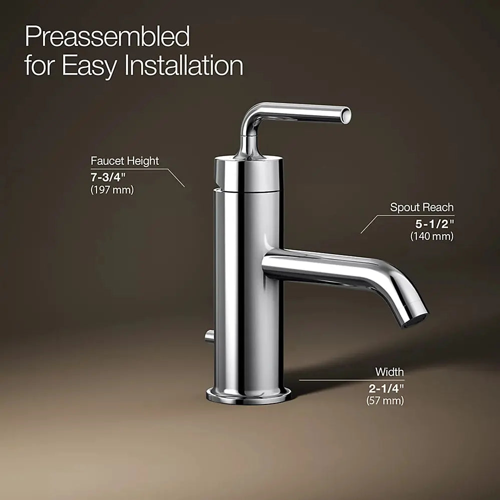 Kohler Purist Single-handle bathroom sink faucet with Straight Lever handle, 1.2 gpm K-14402-4A-CP - Plumbing Market