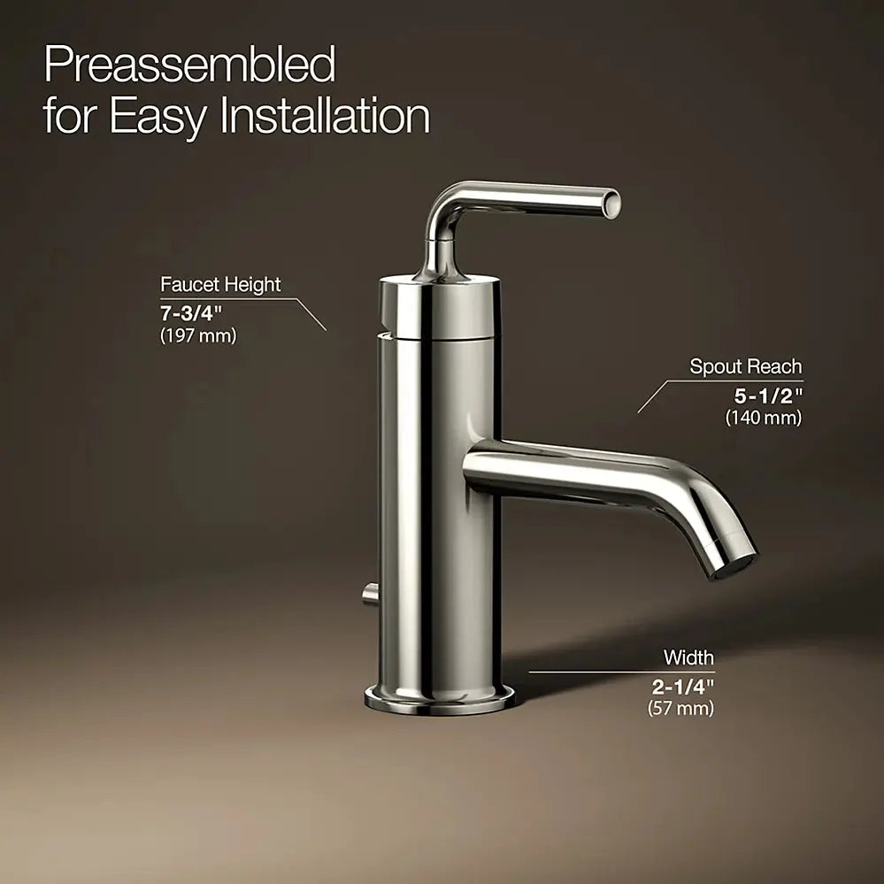 Kohler Purist Single-handle bathroom sink faucet with Straight Lever handle, 1.2 gpm K-14402-4A-SN - Plumbing Market