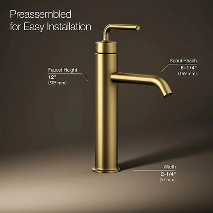 Kohler Purist Tall single-handle bathroom sink faucet with Lever handle, 1.2 gpm K-14404-4A-2MB - Plumbing Market