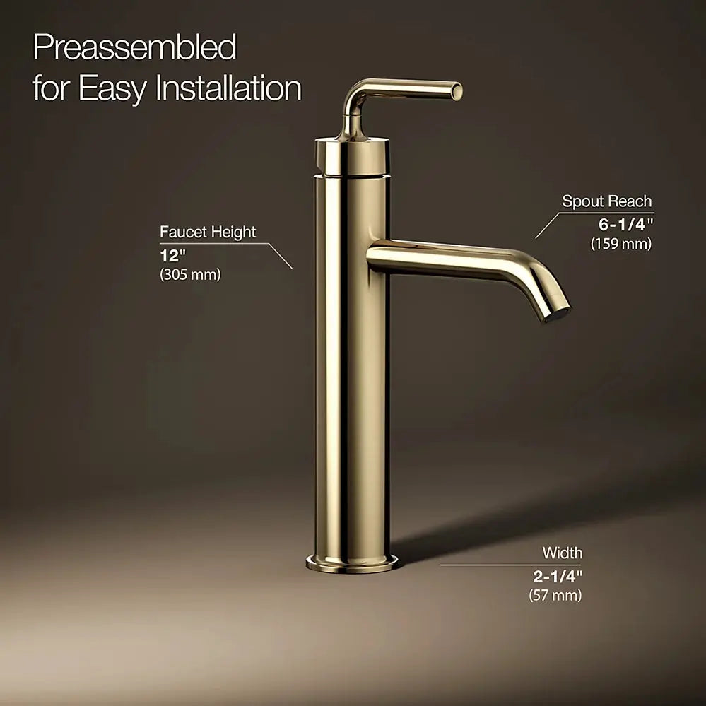 Kohler Purist Tall single-handle bathroom sink faucet with Lever handle, 1.2 gpm K-14404-4A-AF - Plumbing Market