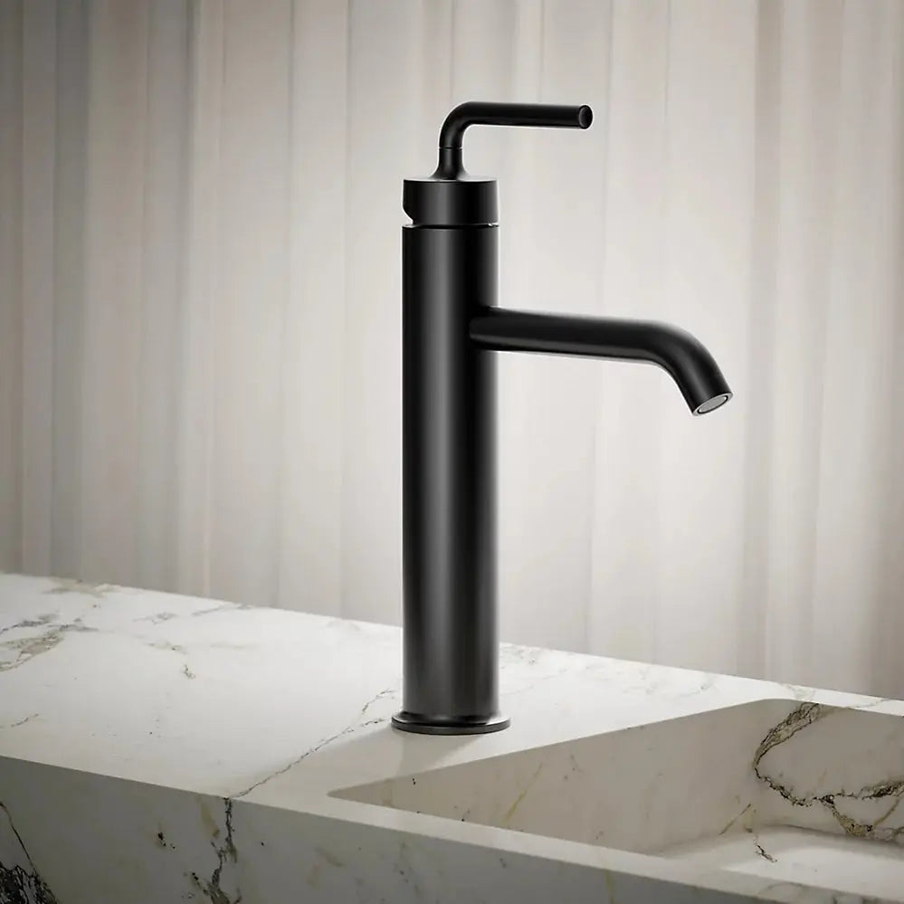 Kohler Purist Tall single-handle bathroom sink faucet with Lever handle, 1.2 gpm K-14404-4A-BL - Plumbing Market