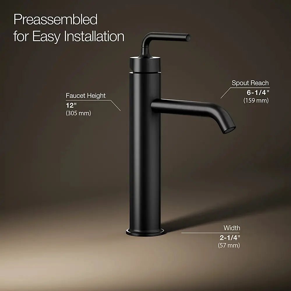 Kohler Purist Tall single-handle bathroom sink faucet with Lever handle, 1.2 gpm K-14404-4A-BL - Plumbing Market