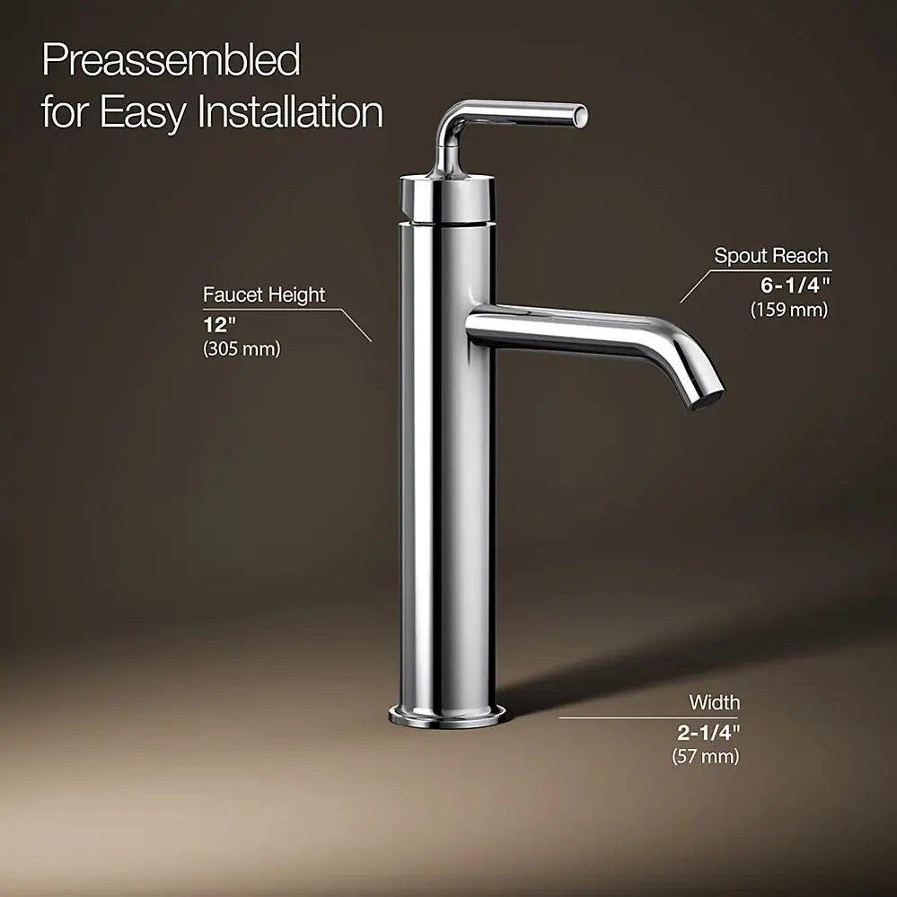Kohler Purist Tall single-handle bathroom sink faucet with Lever handle, 1.2 gpm K-14404-4A-CP - Plumbing Market