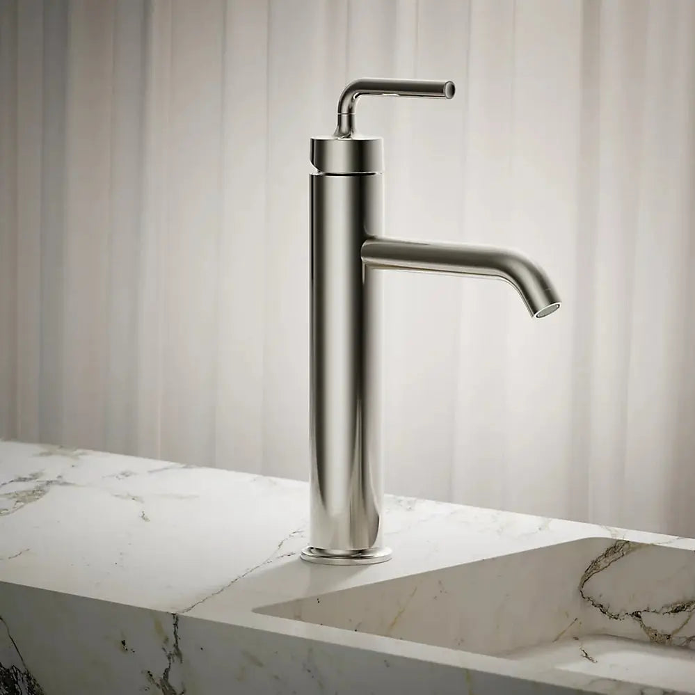 Kohler Purist Tall single-handle bathroom sink faucet with Lever handle, 1.2 gpm K-14404-4A-SN - Plumbing Market