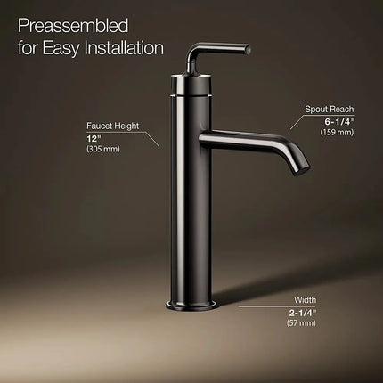 Kohler Purist Tall single-handle bathroom sink faucet with Lever handle, 1.2 gpm K-14404-4A-TT - Plumbing Market
