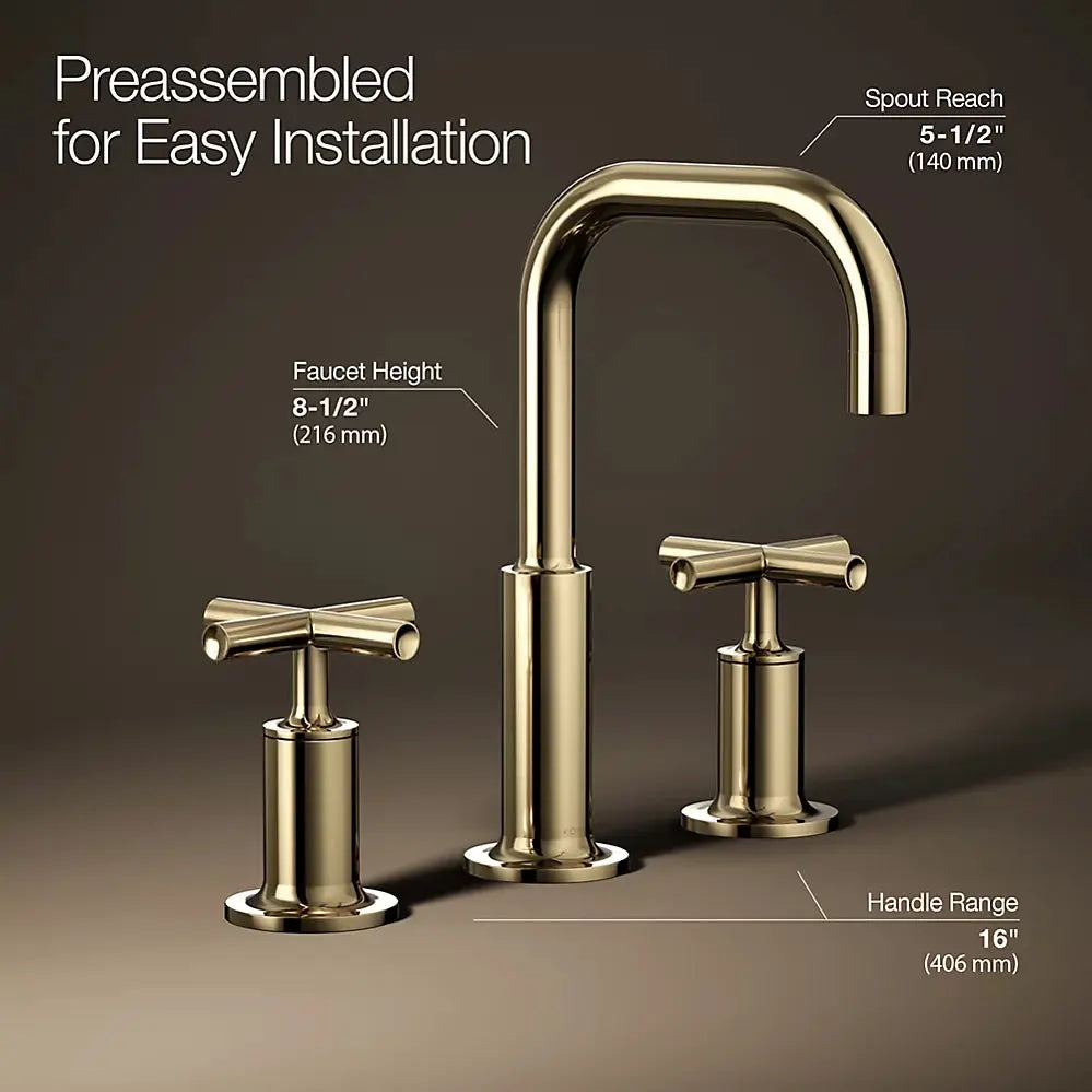 Kohler Purist Widespread bathroom sink faucet with Cross handles, 1.2 gpm K-14406-3-AF - Plumbing Market