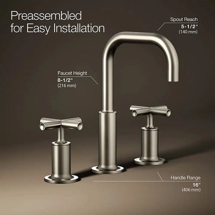 Kohler Purist Widespread bathroom sink faucet with Cross handles, 1.2 gpm K-14406-3-BN - Plumbing Market