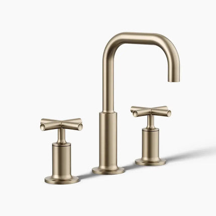 Kohler Purist Widespread bathroom sink faucet with Cross handles, 1.2 gpm K-14406-3-BV - Plumbing Market