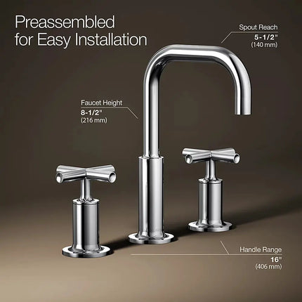 Kohler Purist Widespread bathroom sink faucet with Cross handles, 1.2 gpm K-14406-3-CP - Plumbing Market
