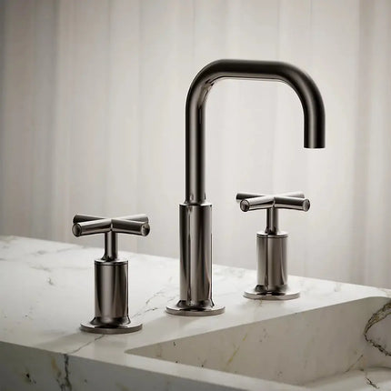 Kohler Purist Widespread bathroom sink faucet with Cross handles, 1.2 gpm K-14406-3-TT - Plumbing Market