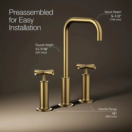 Kohler Purist Widespread bathroom sink faucet with Cross handles, 1.2 gpm K-14408-3-2MB - Plumbing Market