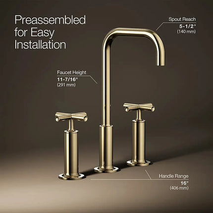 Kohler Purist Widespread bathroom sink faucet with Cross handles, 1.2 gpm K-14408-3-AF - Plumbing Market