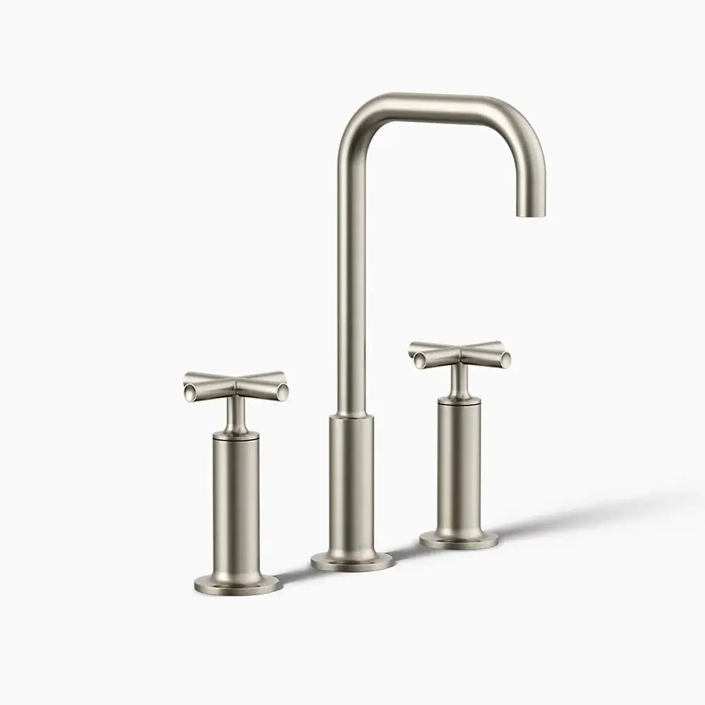 Kohler Purist Widespread bathroom sink faucet with Cross handles, 1.2 gpm K-14408-3-BN - Plumbing Market