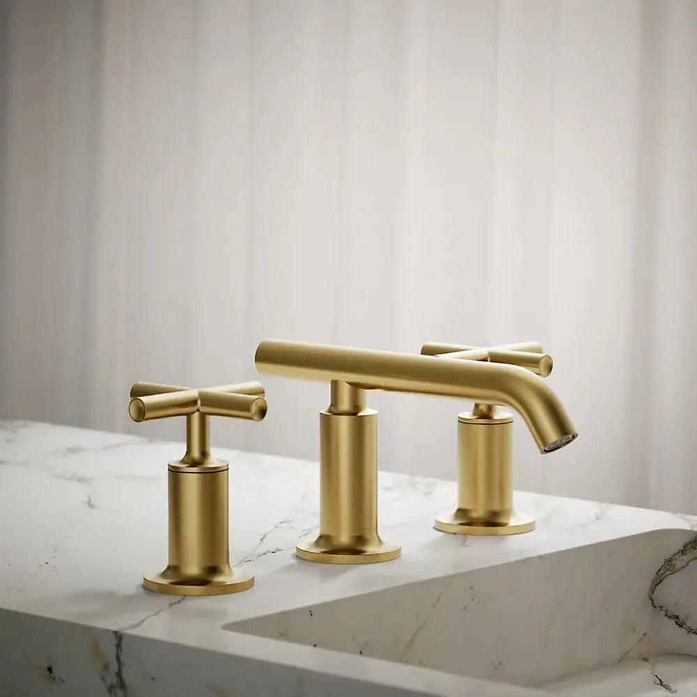 Kohler Purist Widespread bathroom sink faucet with Cross handles, 1.2 gpm K-14410-3-2MB - Plumbing Market