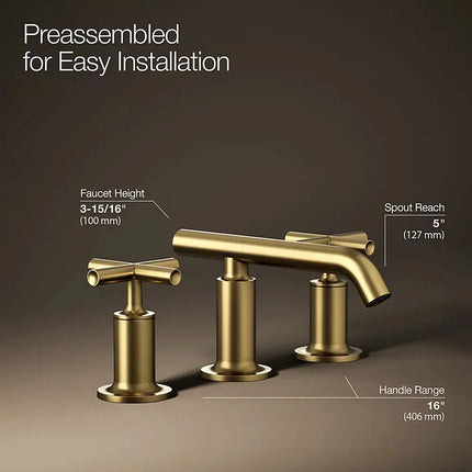 Kohler Purist Widespread bathroom sink faucet with Cross handles, 1.2 gpm K-14410-3-2MB - Plumbing Market