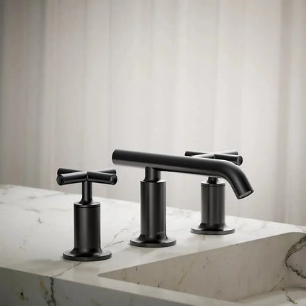 Kohler Purist Widespread bathroom sink faucet with Cross handles, 1.2 gpm K-14410-3-BL - Plumbing Market