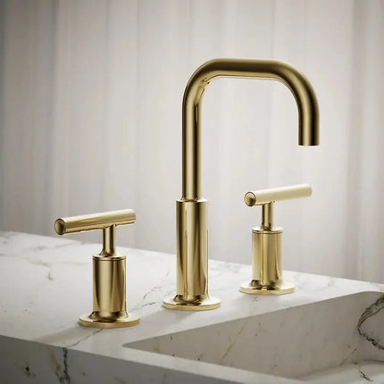 Kohler Purist Widespread bathroom sink faucet with Lever handles, 1.2 gpm K-14406-4-AF - Plumbing Market