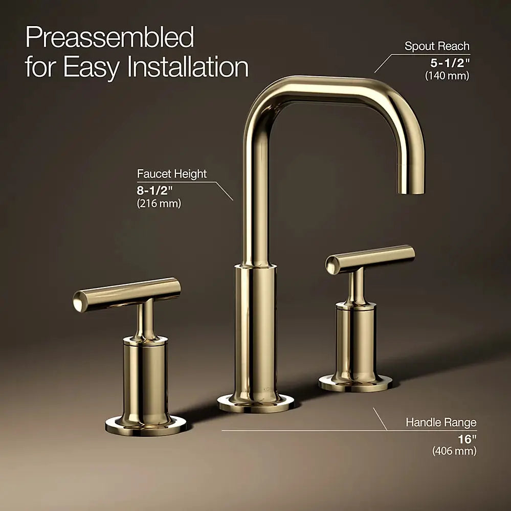 Kohler Purist Widespread bathroom sink faucet with Lever handles, 1.2 gpm K-14406-4-AF - Plumbing Market