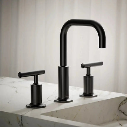 Kohler Purist Widespread bathroom sink faucet with Lever handles, 1.2 gpm K-14406-4-BL - Plumbing Market