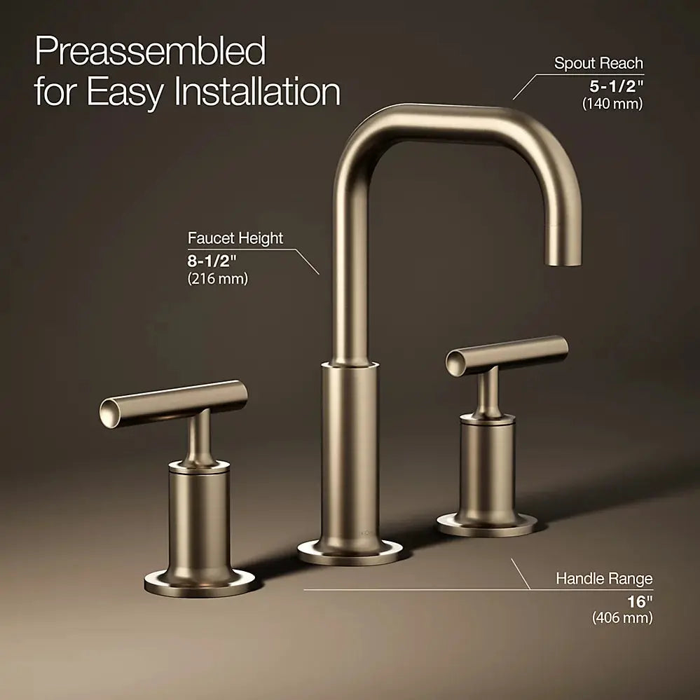 Kohler Purist Widespread bathroom sink faucet with Lever handles, 1.2 gpm K-14406-4-BV - Plumbing Market