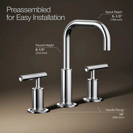 Kohler Purist Widespread bathroom sink faucet with Lever handles, 1.2 gpm K-14406-4-CP - Plumbing Market