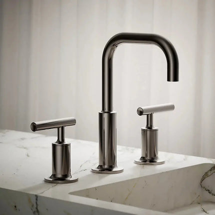 Kohler Purist Widespread bathroom sink faucet with Lever handles, 1.2 gpm K-14406-4-TT - Plumbing Market