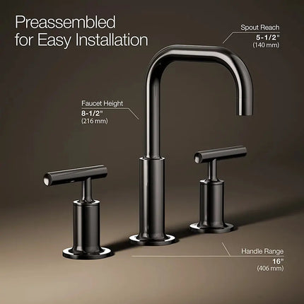 Kohler Purist Widespread bathroom sink faucet with Lever handles, 1.2 gpm K-14406-4-TT - Plumbing Market