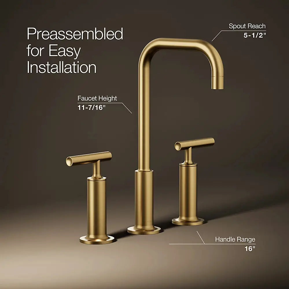 Kohler Purist Widespread bathroom sink faucet with Lever handles, 1.2 gpm K-14408-4-2MB - Plumbing Market