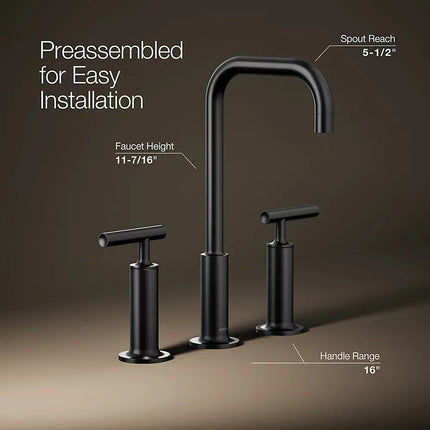 Kohler Purist Widespread bathroom sink faucet with Lever handles, 1.2 gpm K-14408-4-BL - Plumbing Market