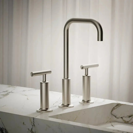 Kohler Purist Widespread bathroom sink faucet with Lever handles, 1.2 gpm K-14408-4-BN - Plumbing Market