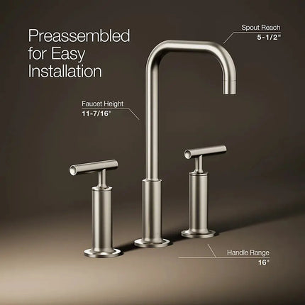 Kohler Purist Widespread bathroom sink faucet with Lever handles, 1.2 gpm K-14408-4-BN - Plumbing Market